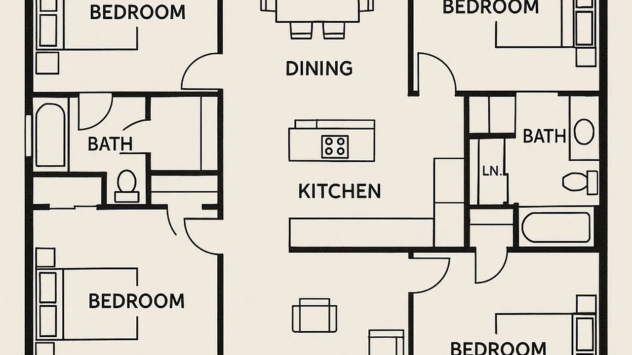 Denah Rumah 4 Kamar (Image by ChatGPT)