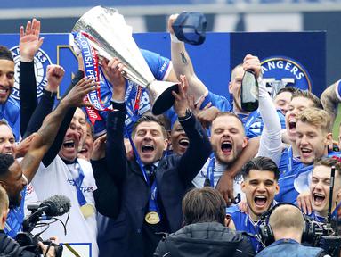 Steven Gerrard baru saja menorehkan catatan luar biasa bersama Glasgow Rangers. Pelatih asal Inggris itu sukses membawa timnya mengakhiri musim dengan status invincibles atau tak terkalahkan. (Andrew Milligan/PA via AP)
