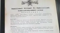 Teks Resolusi Jihad. (Tebuireng.online)