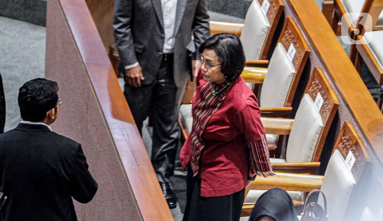 Dari pihak pemerintah, terlihat Menteri Keuangan Sri Mulyani hadir. (Liputan6.com/Faizal Fanani)