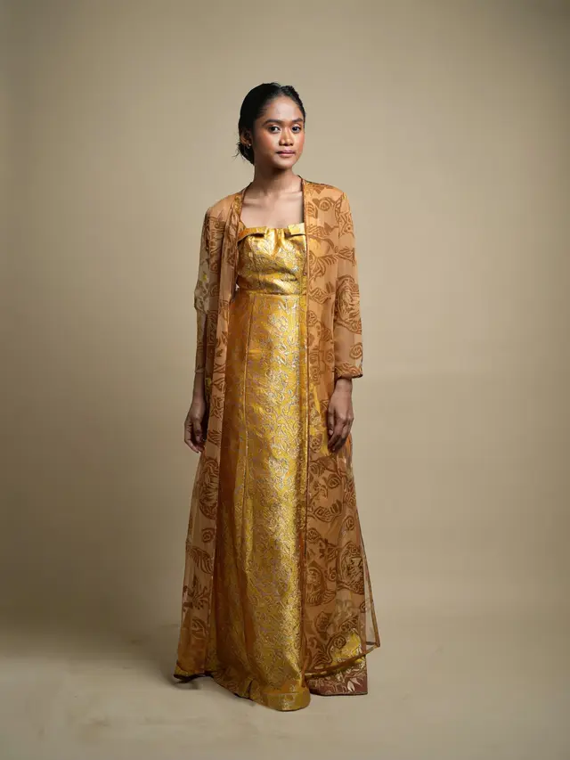 Dress Batik Brokat Kombinasi Outer Batik Panjang Modern