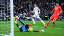 Real Madrid menang telak 4-1 atas Real Sociedad pada pekan ke-24 La Liga 2025/2026. Duel ini berlangsung di stadion Santiago Bernabeu, Minggu, 15 Februari 2026 WIB. (AP Photo/Manu Fernandez)