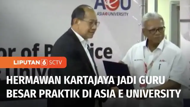 Pakar marketing atau pemasaran, Hermawan Kartajaya, resmi ditunjuk oleh universitas di Malaysia, Asia e University, menjadi guru besar atau profesor praktik. Pengukuhan profesor praktik pertama ini di Asia e University berlangsung di Malaysia.