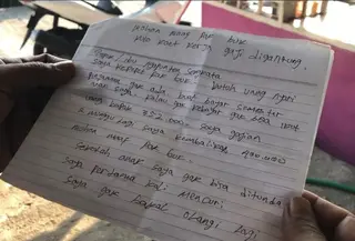 surat dari maling untuk pemilik toko kelontong di Mojokerto. (istimewa)