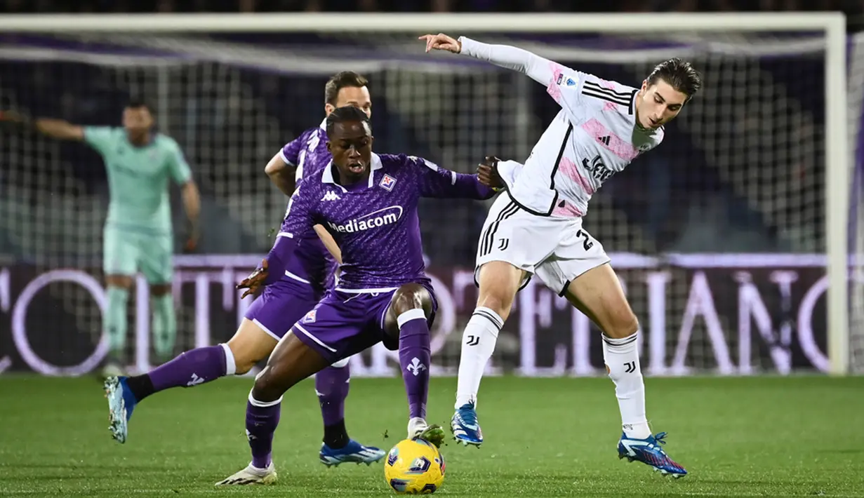 Juventus berhasil meraih kemenangan di kandang Fiorentina 1-0. Gol tunggal kemenangan Si Nyonya Tua dibuat oleh Fabio Miretti. (Massimo Paolone/LaPresse via AP)