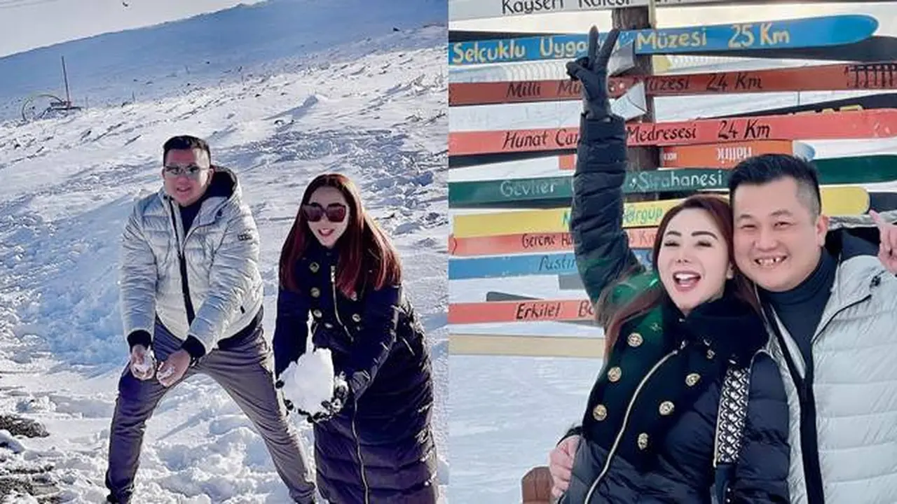 Naik Gunung Erciyes, Ini 7 Momen Mesra Liburan Femmy Permatasari di Turki
