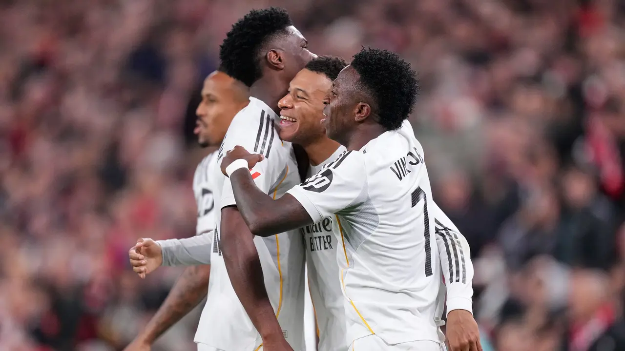 Foto: Kylian Mbappe Pertajam Catatan Gol bersama Real Madrid, Cetak Brace saat Melawan Athletic Bilbao di Liga Spanyol