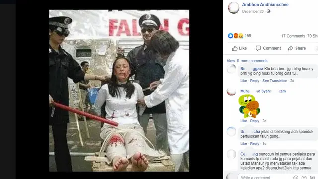 Fakta di balik foto-foto yang fiklaim sebagai penyiksaan muslim Uighur (Facebook)