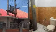 Potret bangunan terhalang tiang ini bikin bingung, menyatu dengan rumah. (Sumber: Instagram/infotekniksipil)