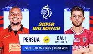 Link siaran langsung big match BRI Liga 1: Persija vs Bali United matchweek ke 32 di Vidio. Saksikan pertandingan seru antara Persija vs Bali United dalam lanjutan BRI Liga 1 2024/25 di akhir pekan hanya di Vidio. (sum. doc. vidio.com)