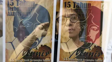 Foto multiple exposure istri aktivis HAM Munir, Suciwati saat menyampaikan keterangan bersama terkait 15 tahun terbunuhnya aktivis HAM Munir di Jakarta, Jumat (6/9/2019). Koalisi Keadilan untuk Munir mendesak pemerintah tegas dan serius menuntaskan kasus Munir. (Liputan6.com/Helmi Fithriansyah)