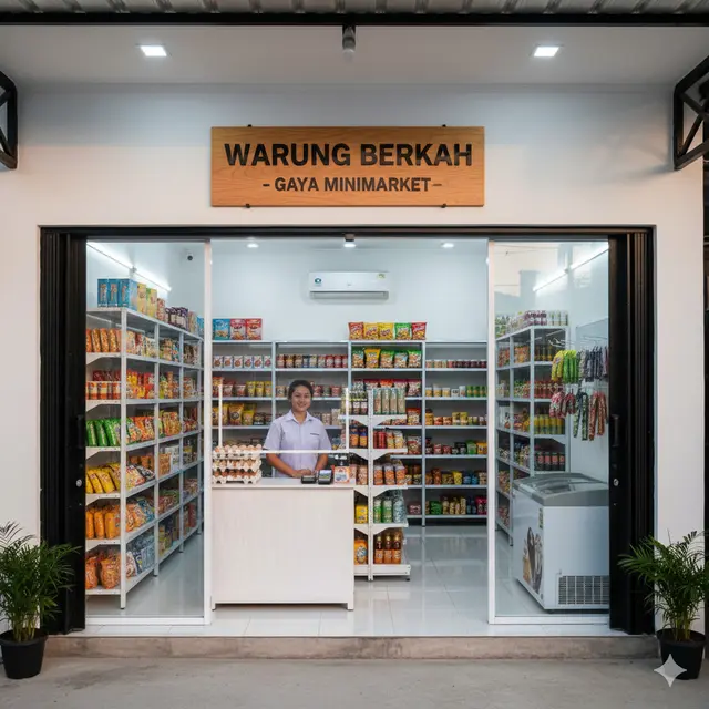 Ide Desain Warung Sembako Hemat Biaya Modal Kecil (Image by Gemini AI)