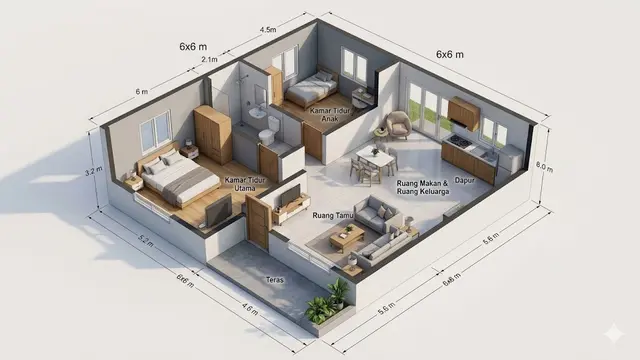 Denah Rumah Minimalis Dua Kamar