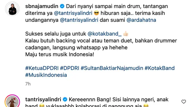 Unggahan Sultan Najamudin. (Foto: Dok. Instagram @sbnajamudin)