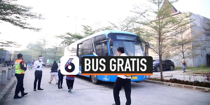 VIDEO: Bus Gratis PPD Mengurai Penumpang KRL di Stasiun Cikarang