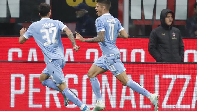 Selebrasi Pemain Lazio saat mengalahkan AC Milan (AP)