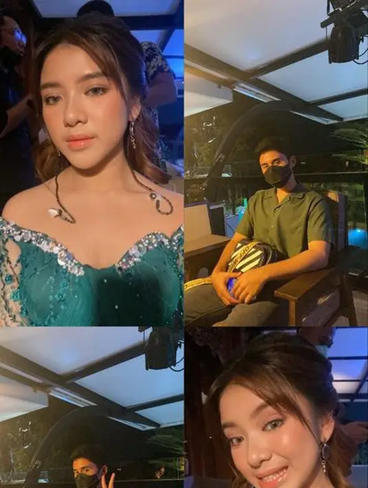 Pasca go public, Tiara Andini ditemani manggung oleh sang kekasih. Mengenakan sabrina dress berwarna hijau yang full payet, Tiara tampil cantik di hadapan Alshad Ahmad.