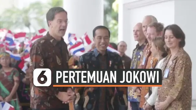 Presiden Joko Widodo menerima Perdana Menteri Belanda Mark Rutte di Istana Bogor. Jokowi dan Rutte kompak menggunakan batik selama pertemuan.