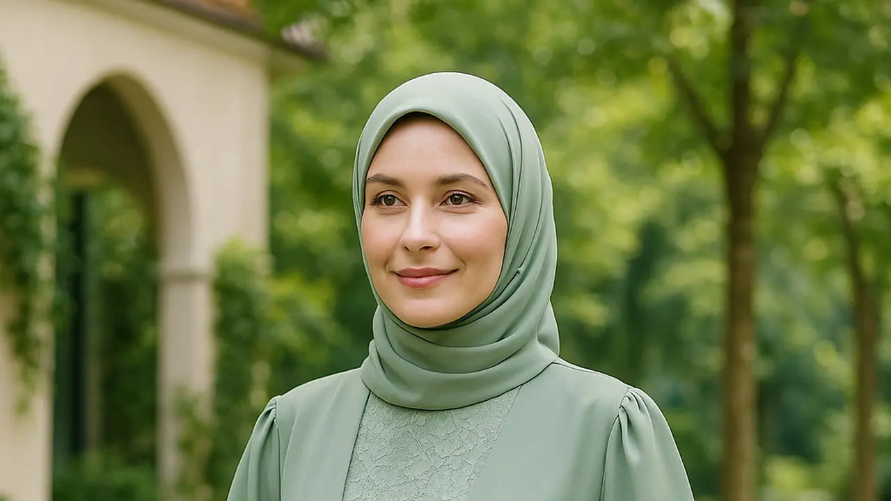 Model Gamis Brokat Full Dress Kombinasi Outer Polos Untuk Usia 25–50 Tahun