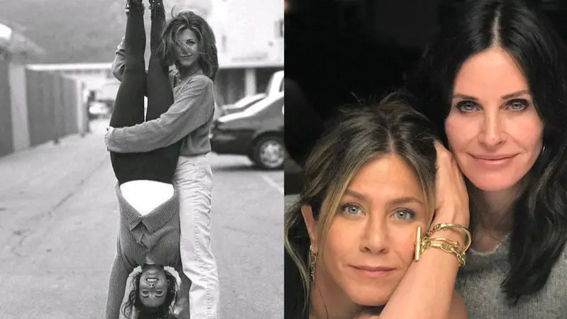 Jennifer Aniston dan Courteney Cox sahabat lama sesama pemeran di serial Friends