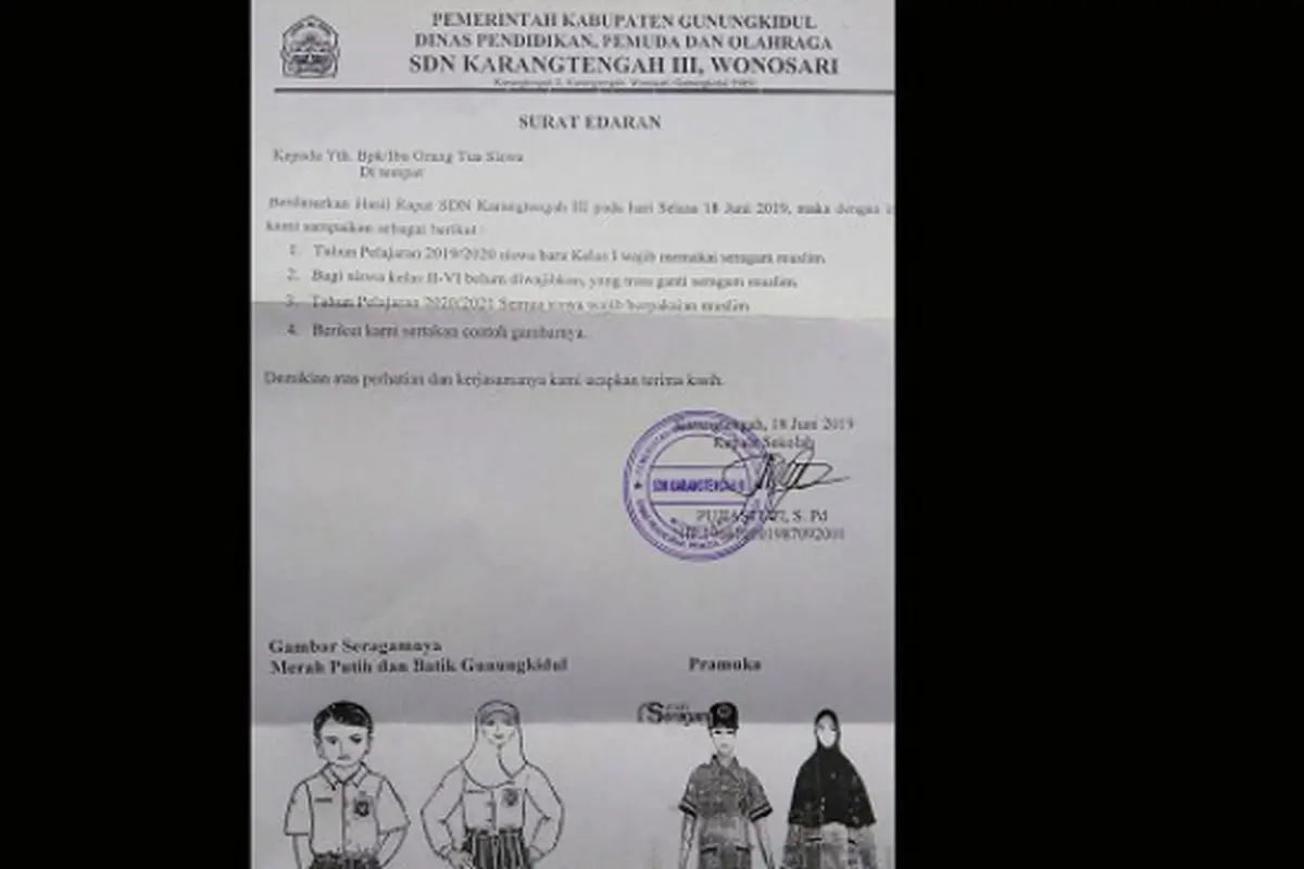 Surat Edaran SDN Karangtengah III Wajibkan Siswa Berpakaian Muslim Viral