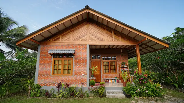 Model Rumah Kecil Tapi Cantik 5x7 Meter dari Bata Ekspos dan Kayu/Ilustrasi AI
