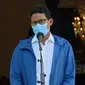 Sandiaga Uno saat menyampaikan pernyataan setelah ditunjuk sebagai Menparekraf di Istana Negara pada Selasa, 22 Desember 2020. (Tangkapan Layar YouTube Sekretariat Presiden)