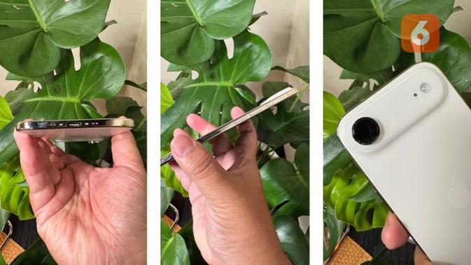 <p>Sisi kanan, bawah, dan belakang iPhone Air. (Liputan6.com/ Yuslianson)</p>