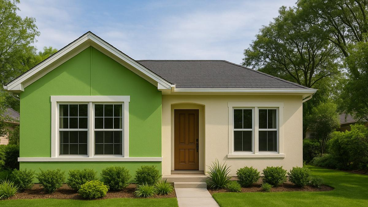 7 Inspirasi Cat Depan Rumah Warna Hijau dan Krem, Natural tapi Mewah