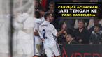 Daniel Carvajal tertangkap kamera mengacungkan jari tengah ke arah fans Barcelona saat El Clasico (3/12/2016)
