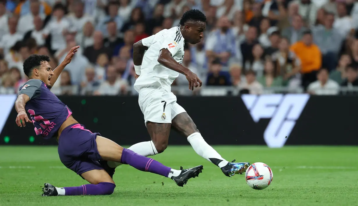 Kemenangan ini menjaga tren positif Real Madrid di Liga Spanyol 2024/2025. Saat ini, El Real berada di peringkat kedua klasemen sementara dengan 14 poin dari 6 laga. (Thomas COEX/AFP)
