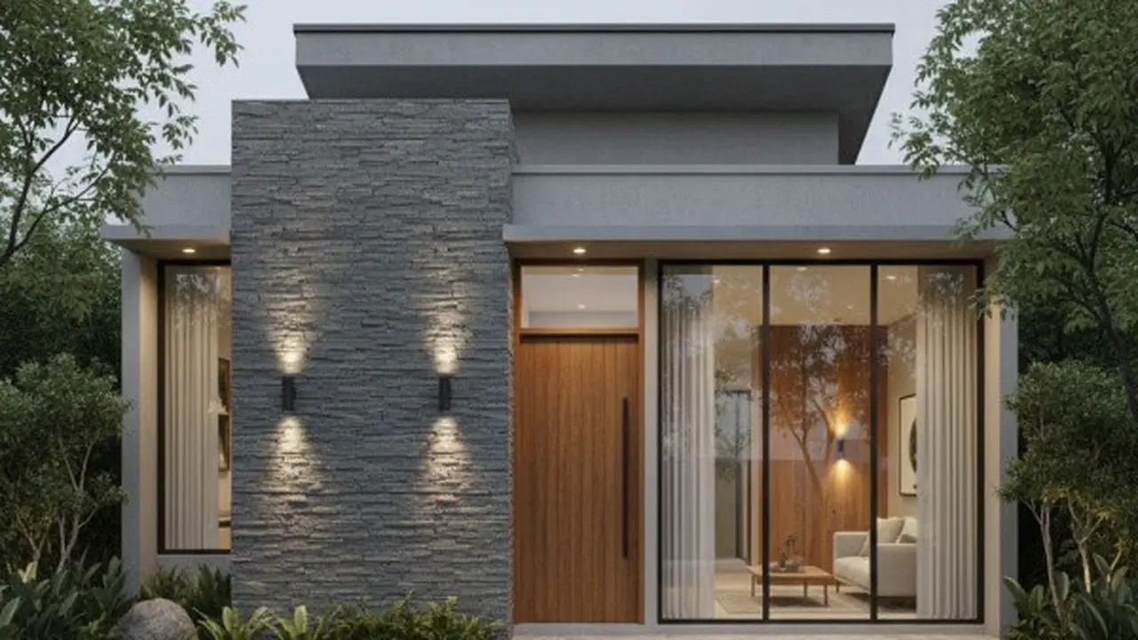 Model Depan Rumah Minimalis Batu Alam
