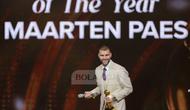 Kiper Timnas Indonesia, Maarten Paes, jadi penjaga gawang terbaik dalam PSSI Awards 2026. Malam penghargaan digelar di Studio 6 Emtek City, Jakarta Barat, pada Sabtu (28/3/2026) malam WIB. (Bola.com/Bagaskara Lazuardi)