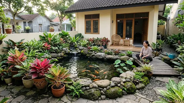 6 Inspirasi Kebun Aglaonema di Sekitar Kolam Minimalis, Estetik dan Menenangkan