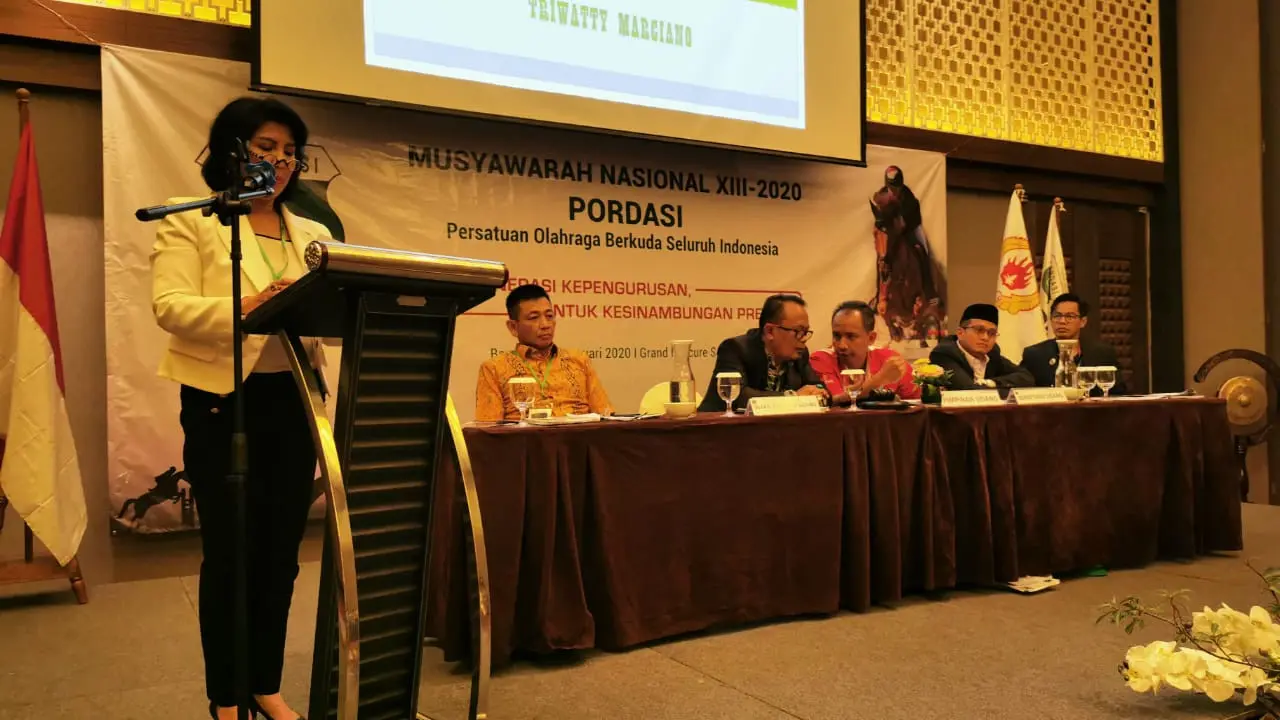 Musyawarah Nasional (Munas) XIII Persatuan Olahraga Berkuda Seluruh Indonesia (Pordasi) 2020 menetapkan Triwatty Marciano sebagai ketua 2020-2024.