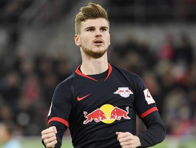 Striker RB Leipzig, Timo Werner, saat ini merupakan salah satu primadona yang menjadi incaran klub raksasa Premier League. (AFP/Ina Fassebender)