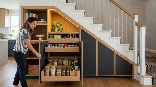 Ide Pantry Mini di Bawah Tangga/AI Generated