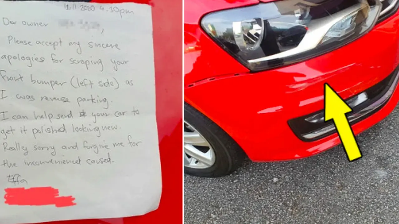 Tak Sengaja Senggol Mobil, Viral Wanita Minta Maaf Lewat Surat