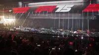 Acara peluncuran tim Formula 1 yang bertajuk 'F1 75' di O2 Arena, London, Selasa (18/02/2025). (AP Photo/Kin Cheung)