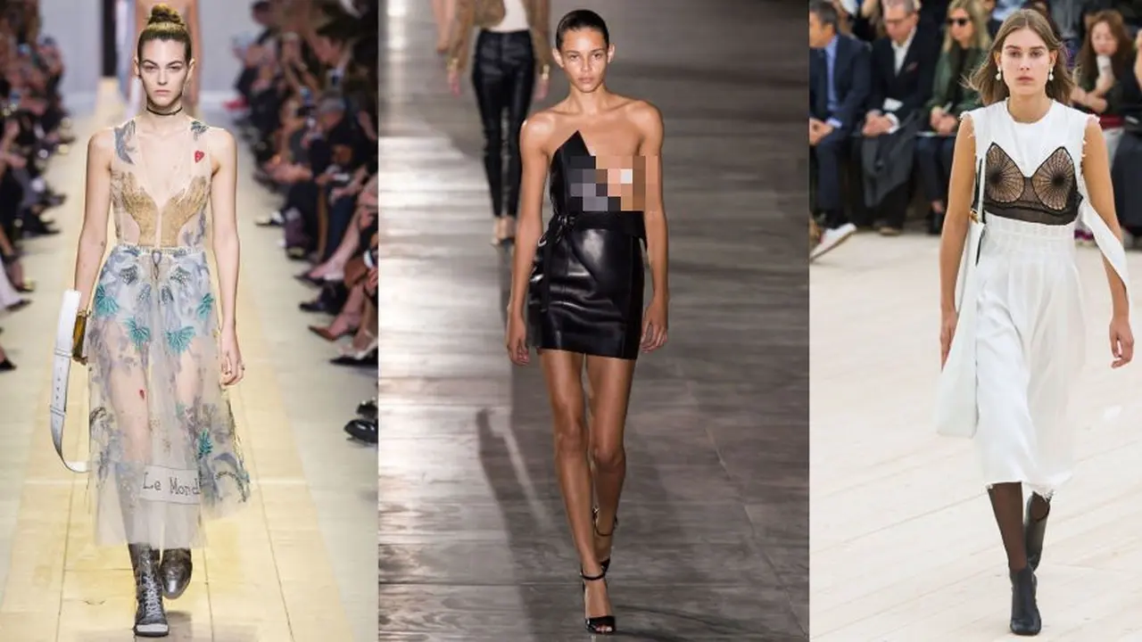 Desain terbuka di bagian dada Paris Fashion Week 2017
