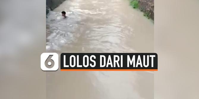VIDEO: Nyaris Dijemput Maut, Bocah Ini Diselamatkan Saat Terseret Arus Sungai