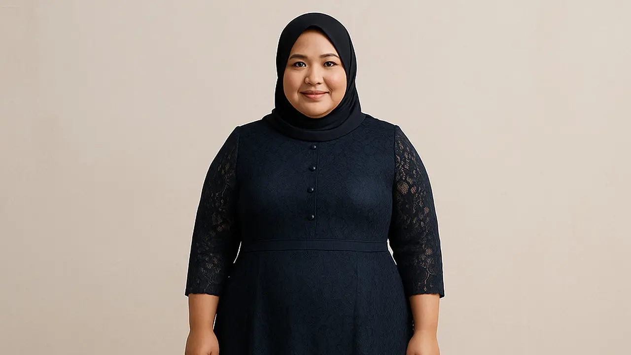 Model Dress Brokat untuk Orang Gemuk dan Pendek Berhijab/Ilustrasi gambar AI