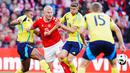 Kemenangan tersebut menjadi penyemangat Denmark mengakhiri persiapan Euro 2024 melawan Norwegia pada hari Sabtu pekan ini. (Liselotte Sabroe / Ritzau Scanpix / AFP)