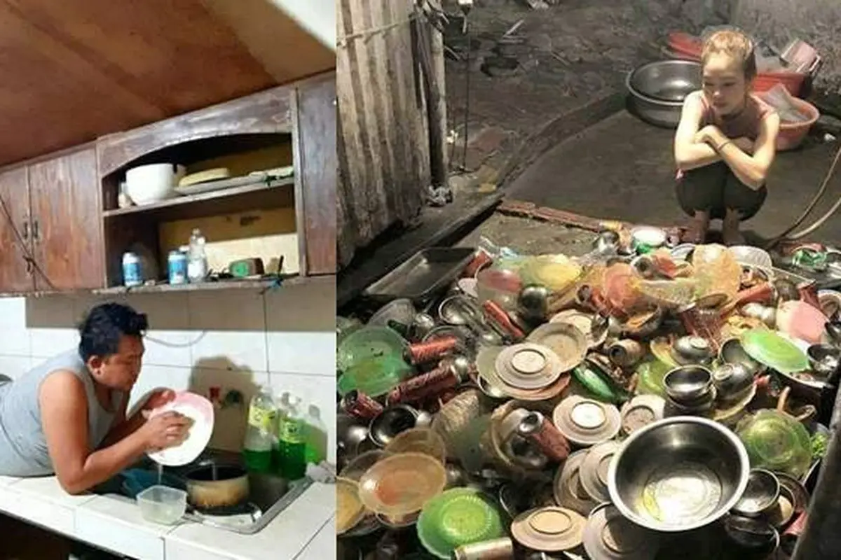 6 Potret Nyeleneh Orang Saat Cuci Piring Ini Bikin Tepuk Jidat