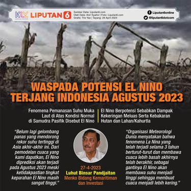Infografis Waspada Potensi El Nino Terjang Indonesia Agustus 2023. (Liputan6.com/Trieyasni)