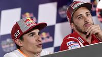 Marc Marquez sempat menyebut Andrea Dovizioso sebagai kandidat bagus pengganti Dani Pedrosa mulai MotoGP 2018. (JAVIER SORIANO / AFP)