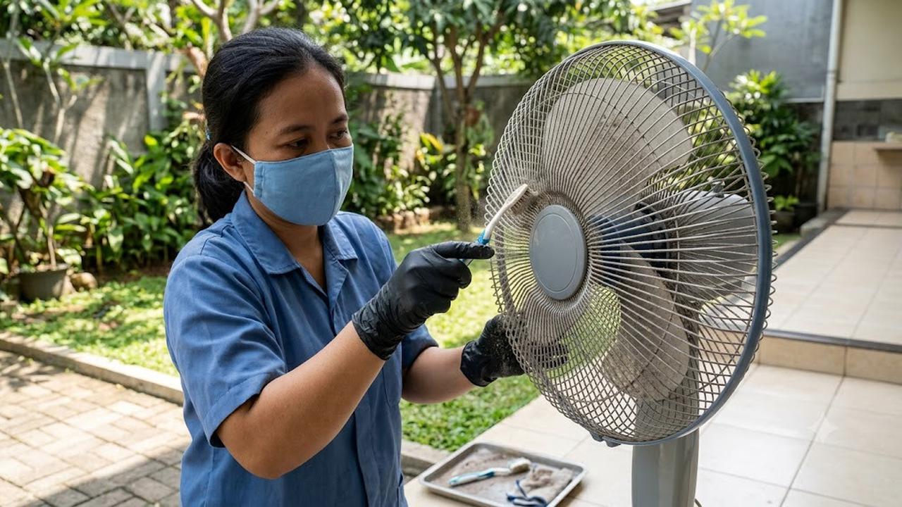 Membersihkan Kipas Angin dengan Kuas atau Sikat Gigi Bekas