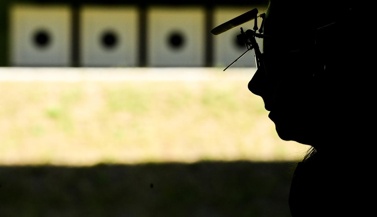 Monika Karsch dari Jerman saat mengikuti kualifikasi kejuaraan tembak wanita pistol 25m di Olimpiade Eropa 2019 di Minsk (25/6/2019). Pesta Olahraga Eropa ke-2 2019 di Minsk, Belarus dimulai dari 21 Juni sampai 30 Juni 2019. (AFP Photo/Kirill Kudryavtsev)