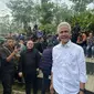 Calon presiden (capres) Ganjar Pranowo melakukan kunjungan ke Ibu Kota Nusantara (IKN) pada Kamis (7/12/2023). (Liputan6.com/ Ady Anugrahadi)