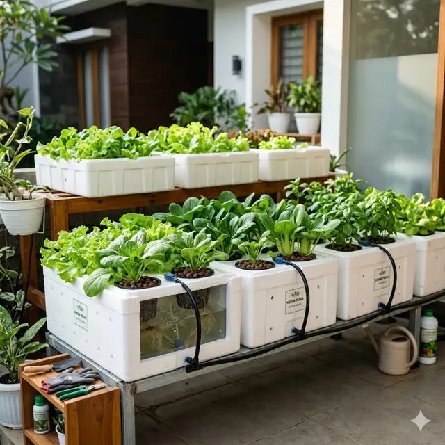 Ide Kebun Semi Hidroponik Sederhana di Teras Rumah